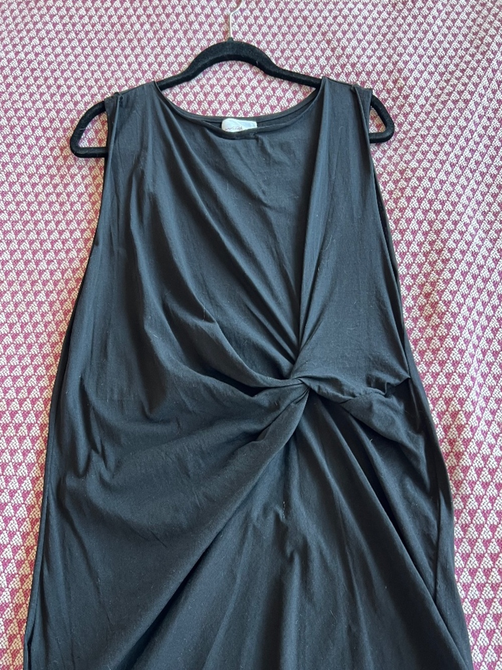 Mustard Seed Black Sleeveless Twist Knot Front Cotton Top S